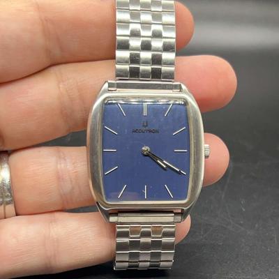 Vintage Bulova Accutron Men’s Blue Dial 1970s Watch - Rectangle Face - 2183 