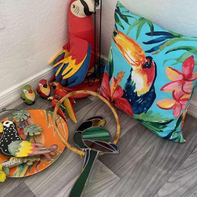 Stained Glass Parrot - Parrot Decor And Door Hanger With Pillow