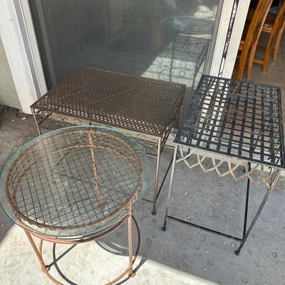 3 Outdoor Metal Side Tables 