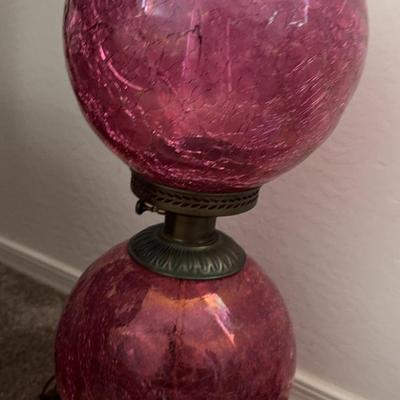 Vintage Pink Glass Orb Lamp Light