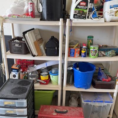 Everything you see here! Tools, Storage, Weed Killer Etc