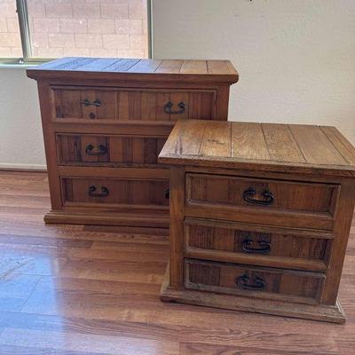Wooden Dresser And Night Stand Matching Set