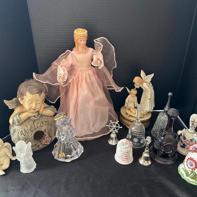Various Angel And Bell Collectibles - Christmas Tree Topper, Bird Feeder, Figurines