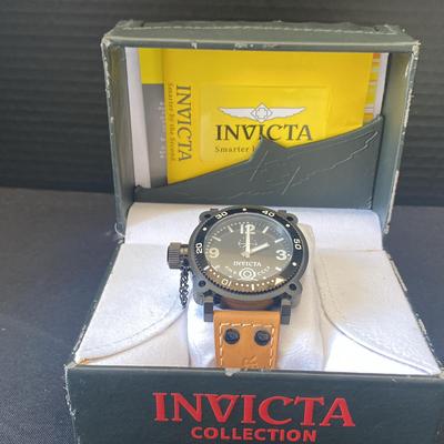 Invicta Signature Mens Watch, Model 7274 - Leather Band, 53 mm, SS, Water Resistance 100M