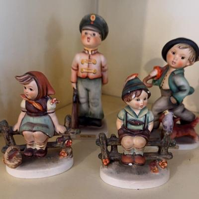 4 Vintage Goebel Hummel Pieces - Soldier Boy, Strolling Along