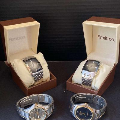 Armitron Watches With Black And Gold Tones, Link Bands
