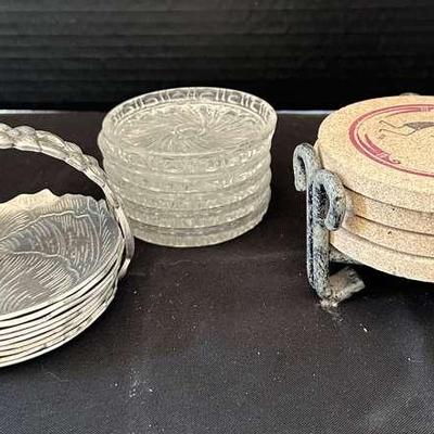 Lot Of 3 Coaster Sets - Metal, Kokopelli, Glass