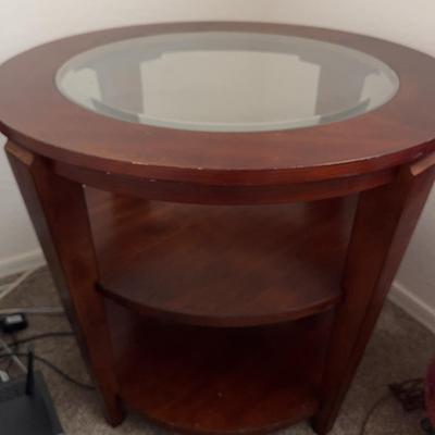 Round Table Cherrywood With Glass Top