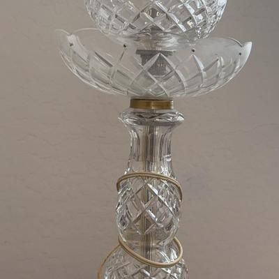Vintage Crystal Lamp Light - White with Metal Base