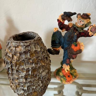 Lenox Scarecrow And Brown Textured Vase
