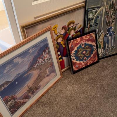 Misc Lot Of Paintings And Glass Picture Frame