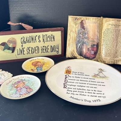 Various Decor - Cherished Moments Plates & Ornament, Grandma Sign And Book