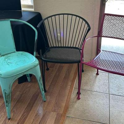 3 Metal Outdoor Chairs - Mismatched