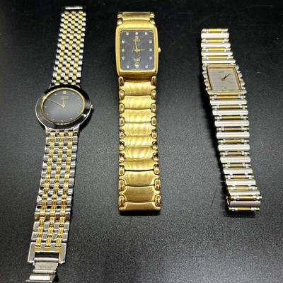 3 Vintage Watches - Accurist MB594B Quartz Gold Plated, 1986 Citizen CQ "Polo", Citizen Black Dial