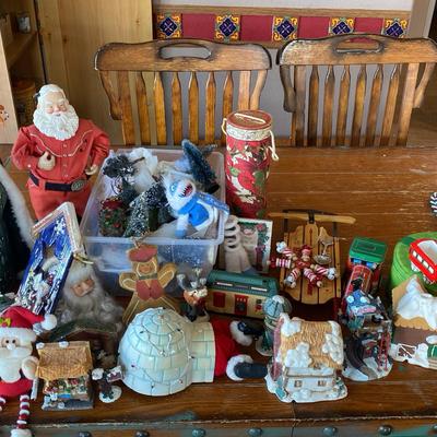 Miscellaneous Christmas Decorations Snow Covered Trees Figurines And Houses For Christmas Village A 