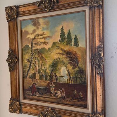 Gorgeous P. Curto 75 Painted Artwork In Ornate Frame