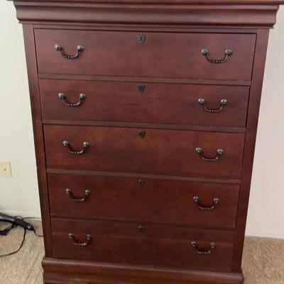 Tall 5 Drawer Dresser Cherrywood