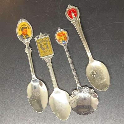 Set Of 4 JFK Kennedy and New York Themed Tourist Spoons