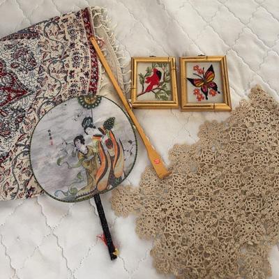 Stitched Decorative Frames, Oriental Fan, Round Table Cover