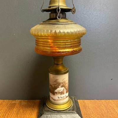 Antique Picturesque Oil Lamp