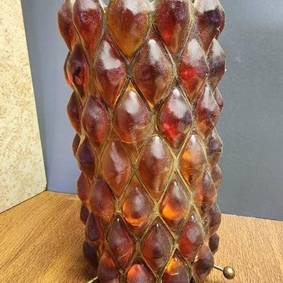 MCM Chunky Lucite Orange Diamond Honeycomb Lamp