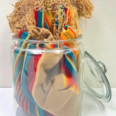 “Anchor Hocking” Jar & Fringed Throw Blanket