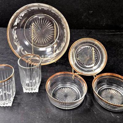 Gold-Rimmed Clear Glass Collection 