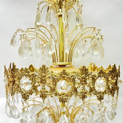 Mid-Century Brass Waterfall Chandelier 