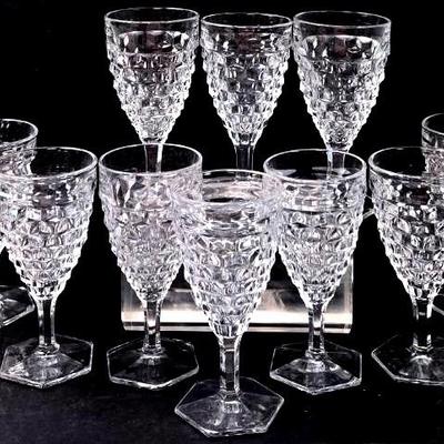 "Fostoria" American Patterned Clear Water Goblets 