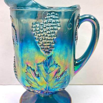Vintage “Indiana Glass” Blue Carnival Pitcher 