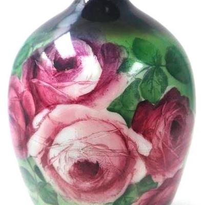 Handpainted Milk Glass Vase