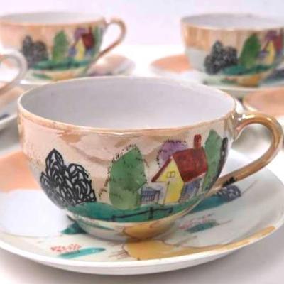 "Sunny China" Handpainted Tea Cup and Saucer Set
