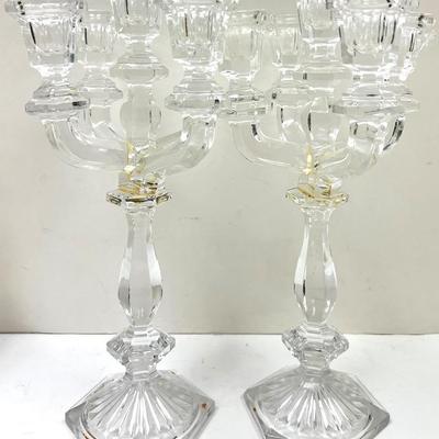 Elegant Clear Glass Candelabras 