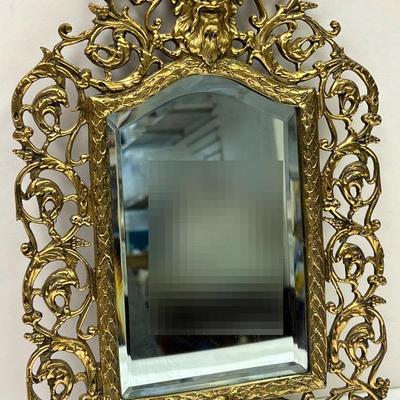 Antique “P.E. Guerin Rococo” Brass Wall Mirror