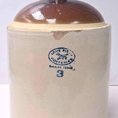 "Love Field Potteries" Stoneware 3 Gallon Jug
