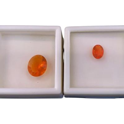 2.4CT 12x10mm Oval Mexican Fire  And 0.50CT 8x6mm Oval Mexican Fire Opal