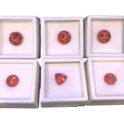 Pink Zandrite Gemstones: Five Round, One Trillion Cut- See Pics/Description For Details