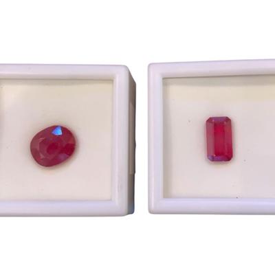 Fissure Filled Rubies: 3.25 CT Emerald Cut And 7.00 CT Oval Cut