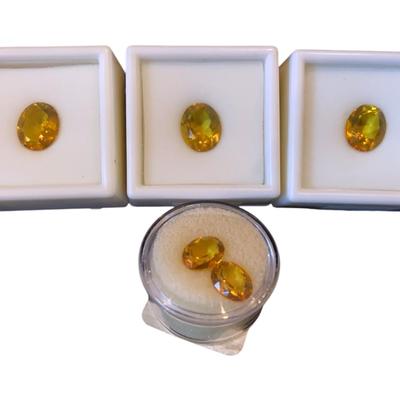 Faceted Oval Green Amber Gemstones See Pics/Description For Details