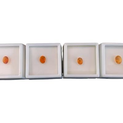 Oval Mexican Fire Opals: Three 0.55CT 8x6mm, And One 1.0CT 9x7mm