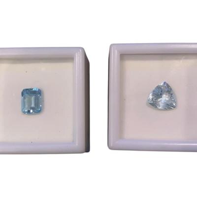 Aquamarine Gemstones: 2.0 CT Emerald Cut And 2.25 CT Trillion Cut  