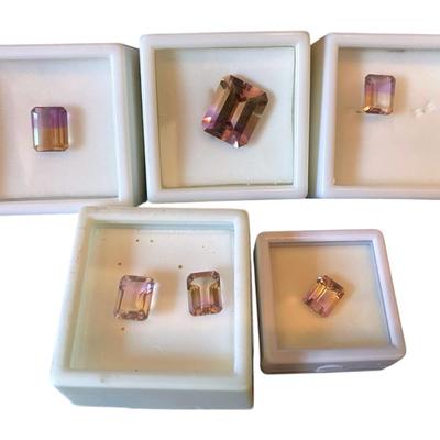 Emerald Cut Ametrine Gemstones Of Various Sizes- See Description/pics For Details