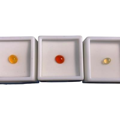 Mexican Jelly Oval Opals: 1.0CT Yellow, 1.0CT Orange, 0.5CT Clear/iridescent