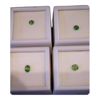 4 Green Garnets- 2/.30 CT, .50 CT, .55 CT