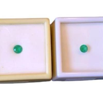 Round Emeralds: One 1.50CT Lab Created And Three 0.35CT Brazilian Emeralds