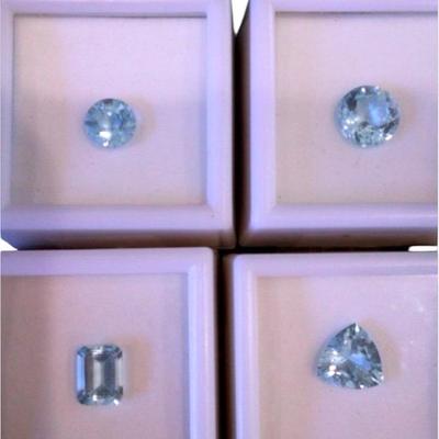 Aquamarine/Brazilian And Africa - 1.25 CT RD, 2 CT EC, 2.35 CT RD, 2.5 CT TR
