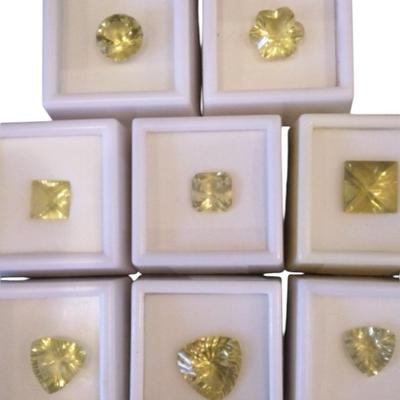 Lemon Quartz - RD 5.75 CT; 4P SQ - 2.25 CT, 3 CT, 4.25 CT, 7 CT; 2 TR - 5 CT. 9 CT; FC 7.5 CT