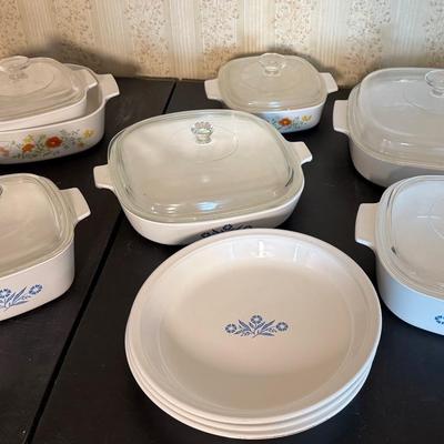 A Large Set Of Corning Ware Casserole Dishes and Pie Plates Including Lids