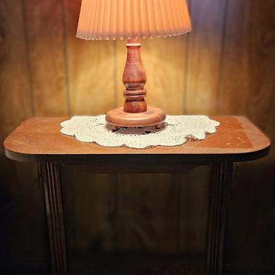 Side Table & Wood Lamp