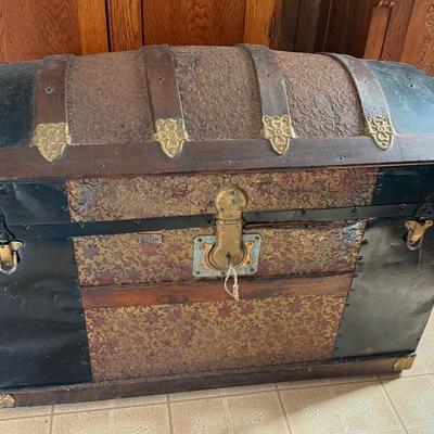 Antique Dome Top Steamer Trunk